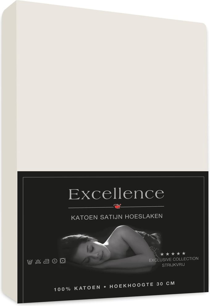 Katoen Satijn Hoeslaken 090x200+30 cm ECRU