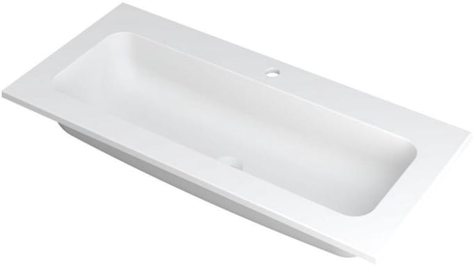 INK Faktor Wastafel Polystone Centraal met 1 Kraangat - 1000x450x15 mm - Mat Wit