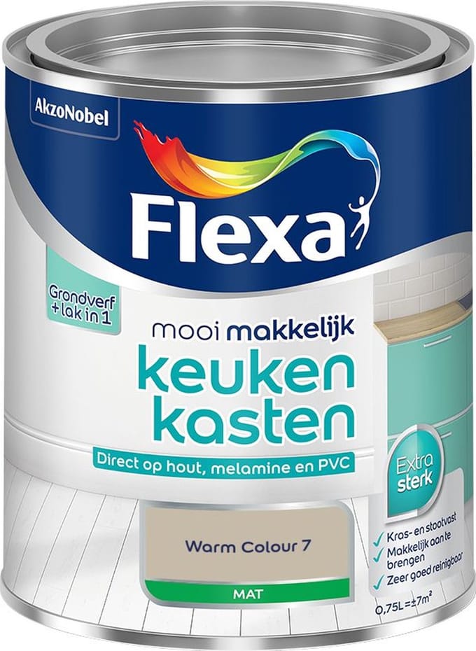 Flexa - Mooi Makkelijk Keukenkasten Mat - Warm Colour 7 - Mengverf - 750 Ml
