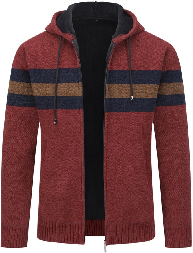 ALLTHEMEN Heren Capuchon Cardigan - Gestreepte Rits - 3XL