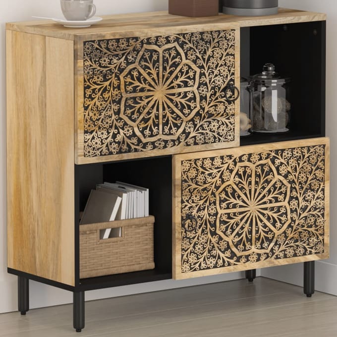 vidaXL - Bijzetkast - 80x33x75 - cm - massief - mangohout