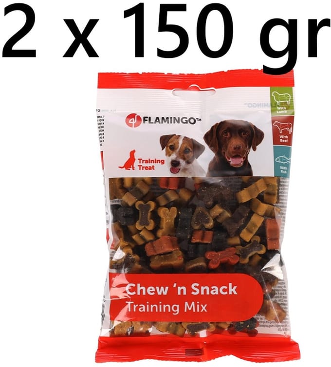 flamingo hapki hondensnack - trainingsnacks 150 gr *** 2 x *** = 300 gr - rund lam vis moist
