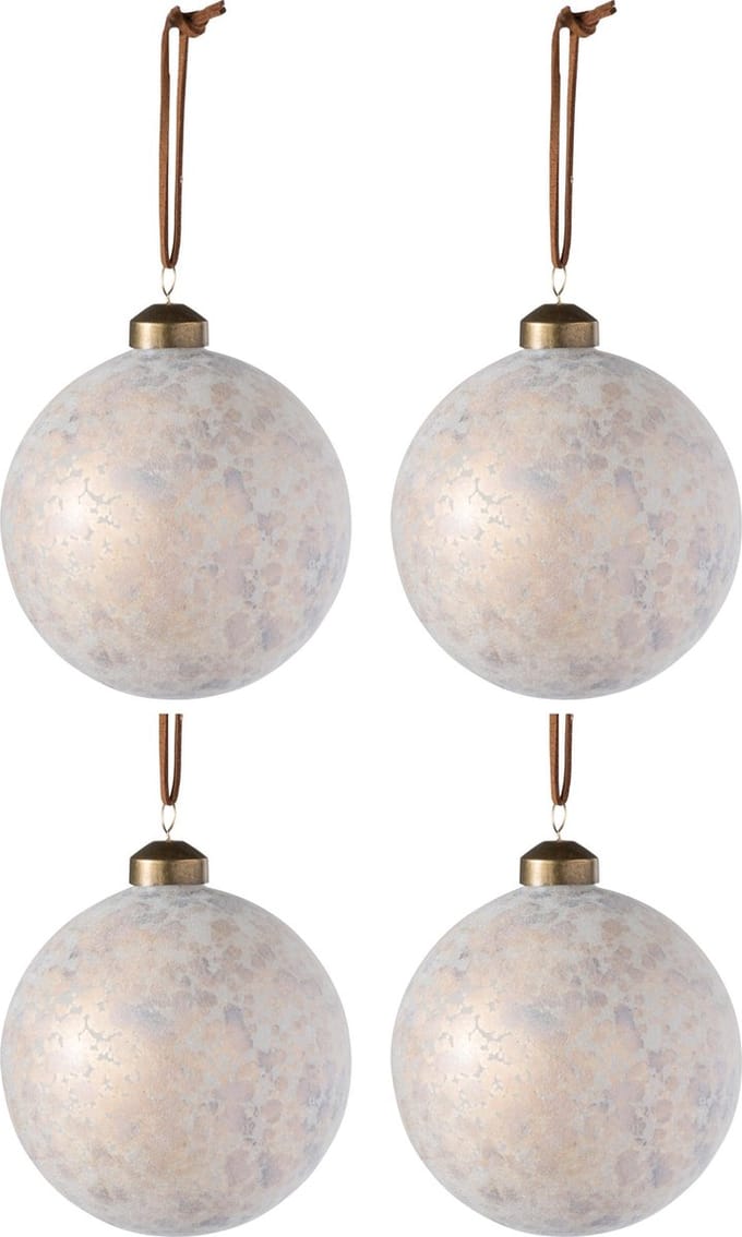 J-Line Doos van 4 Kerstballen Luipaard Medium 10 cm