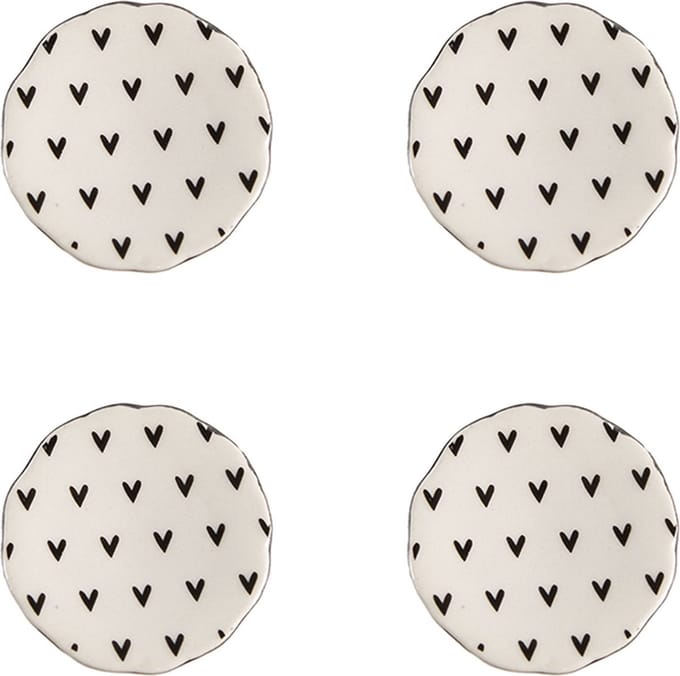 Clayre & Eef Deurknop Set van 4 Ø 4 cm Beige Keramiek Hartjes