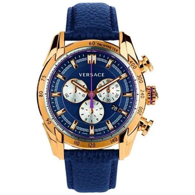 Montre pour homme Versace VDB030014 V-Ray Ton Or 44mm bleu
