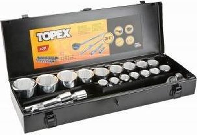 Topex - Dopsleutelset - 3/4" - 20-delig - Chroom-vanadiumstaal