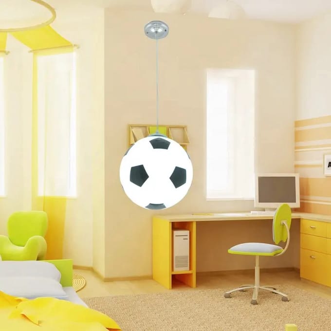 Creatieve Woonkamer Restaurant Cafe Voetbal Vorm LED Lamp Dome Light Diameter: 20cm (Zwart)