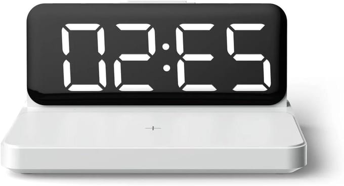 Digitale Wekker - LED Klok Spiegel - Opladen Telefoon - Draadloos Laden - Instelbare Helderheid - Wit