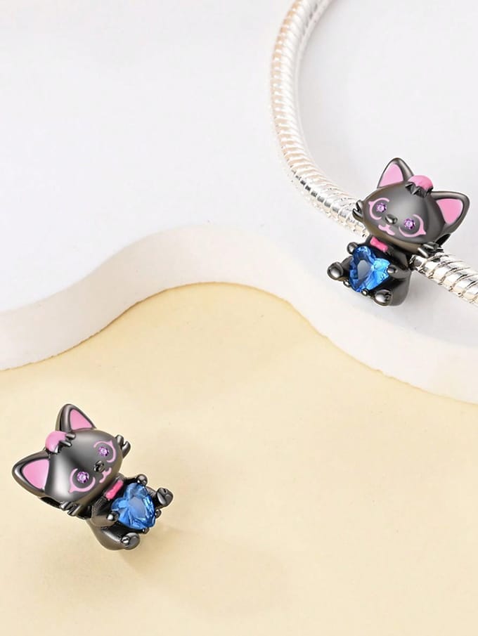 Charm Bead Componenten Plata Schattige Kat Maneki Neko Bead Componenten Charm Bead Component Koperen Metaal Verguld Compatibel Met Charm Bead Componenten beige