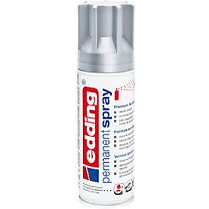 edding Spray 5200, 200 ml, premium acryllak mat, spuitbreedte ca. 50-60 mm, zilver mat