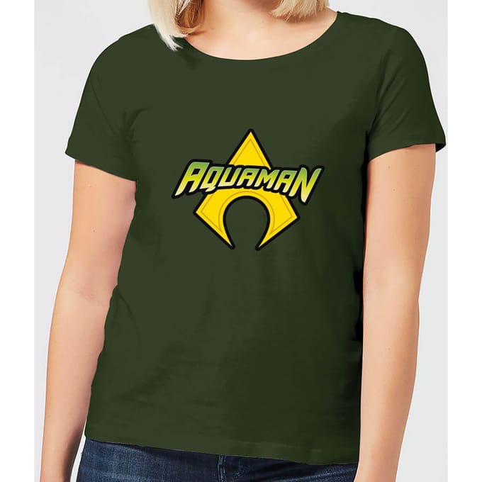 Justice League Aquaman Logo Women's T-Shirt - Forest Green - S