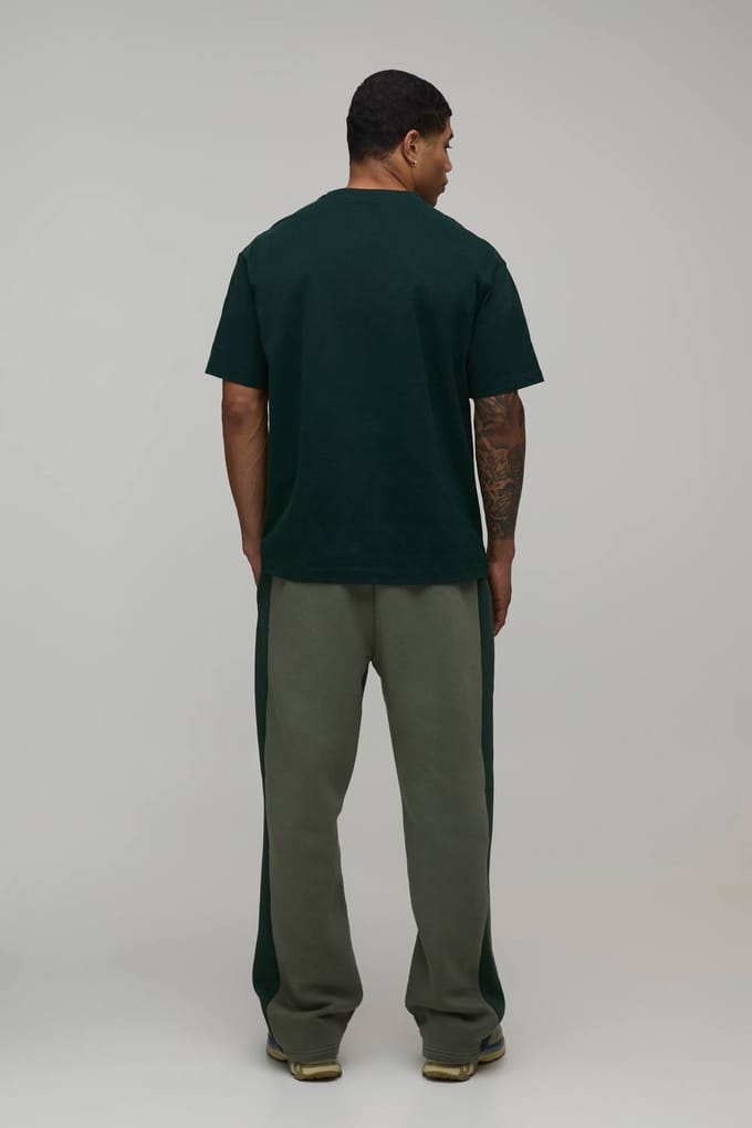 Straight Fit Paneel Joggingbroek | Green | Size Medium