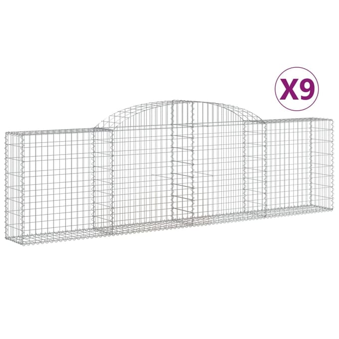 vidaXL - Schanskorven - 9 - st - gewelfd - 300x30x80/100 - cm - gegalvaniseerd - ijzer