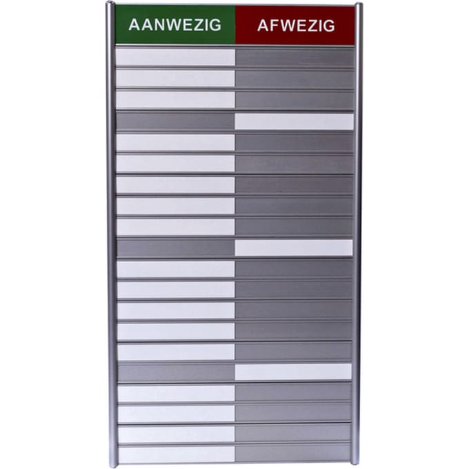 INFOBORD POSTA AAN/AFWEZIGHEIDSBORD 20 PLAATSEN