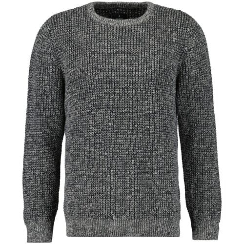 Ragman Trui Structure Knit Pullover Roundneck Grijs Melange / male