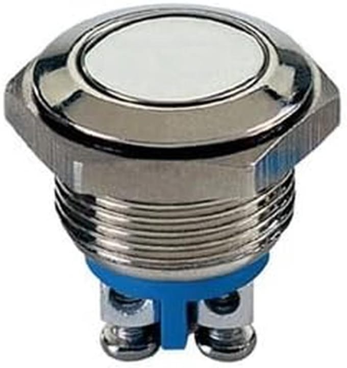 Drukknop SPST 2A/48 VDC Rvs Behuizing 19 mm Boring IP65 Installatie