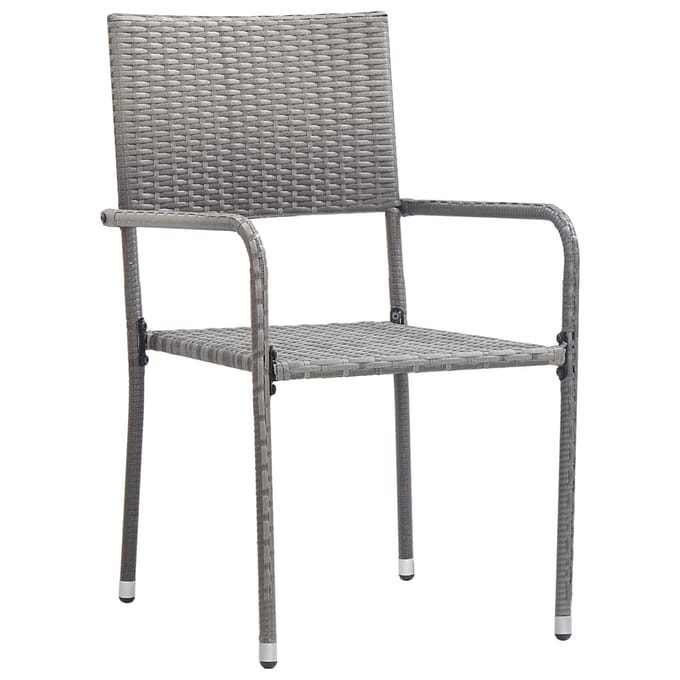 vidaXL - Tuinstoelen - 4 - st - stapelbaar - poly - rattan - grijs