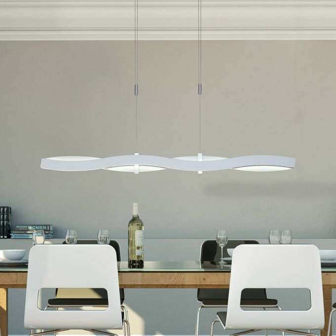 Bopp LED hanglamp Swing, aluminiumkleurig, lengte 120 cm