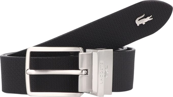 LACOSTE Leren riem Casual Plain Grained Leather Belt W100 Noir zwart