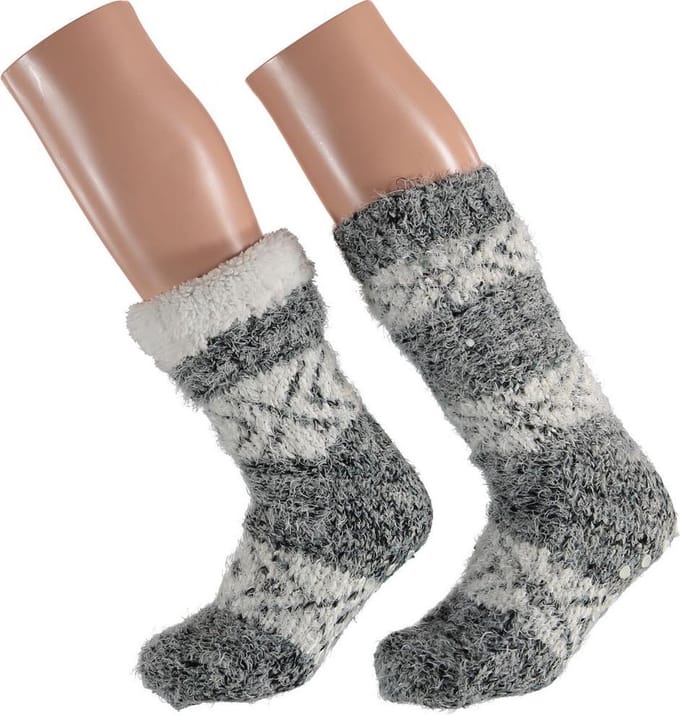 Apollo Dames Huissokken Chenille met Antislip Grijs One size