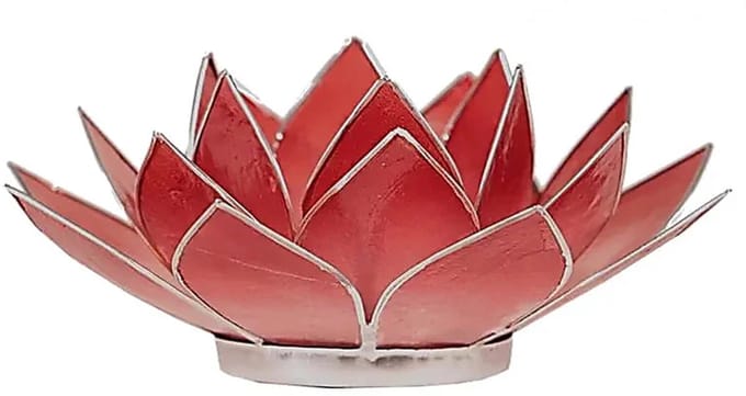 Lotus sfeerlicht roze/rood zilverrand (1 stuks)