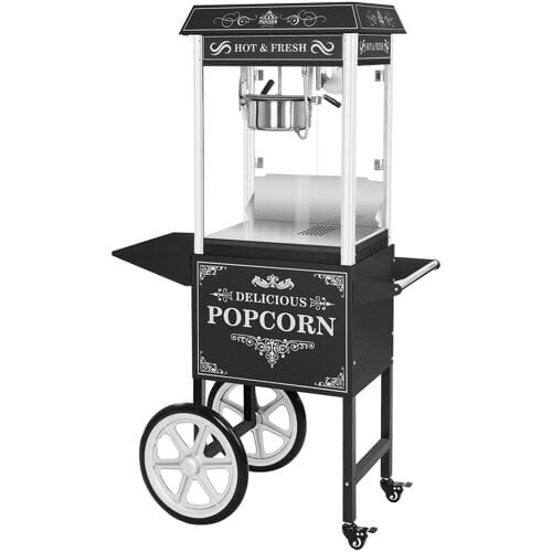 Royal Catering Popcornmachine met onderstel - Retro-ontwerp - Zwart 10010536