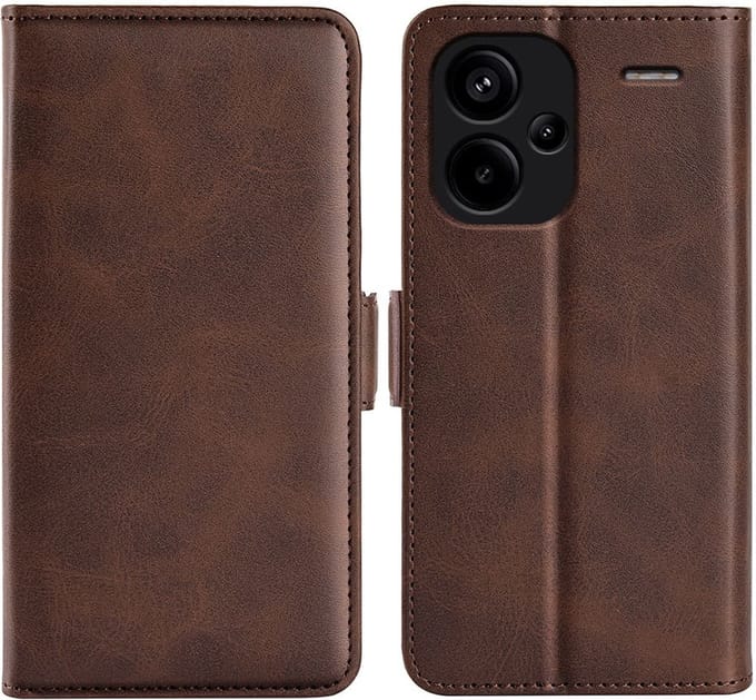 MobyDefend Hoesje - Geschikt voor Xiaomi Redmi Note 13 Pro Plus - Luxe Wallet Book Case (Sluiting Zijkant) - Bruin