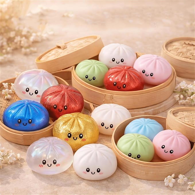 1 STKS Squishy Dumpling Stressbal, Broodje Vorm Hand Ontspanning Speelgoed, Feestbedankje Cadeau voor Halloween Kerstmis brown