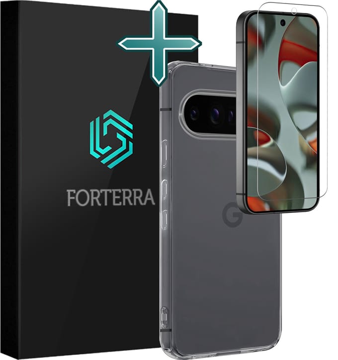 Hoesje Met Screenprotector - Geschikt voor Google Pixel 9 Pro - Sterk & Shockproof - Telefoon Hoes - Back Cover - Siliconen Case - Transparant
