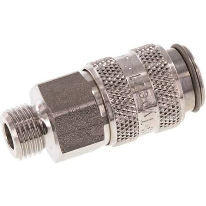 RVS 306L DN 5 Luchtkoppeling Snelkoppeling G 1/8 inch Buitendraad Double Shut-Off - CLS5-M-SSL-SV-P-018