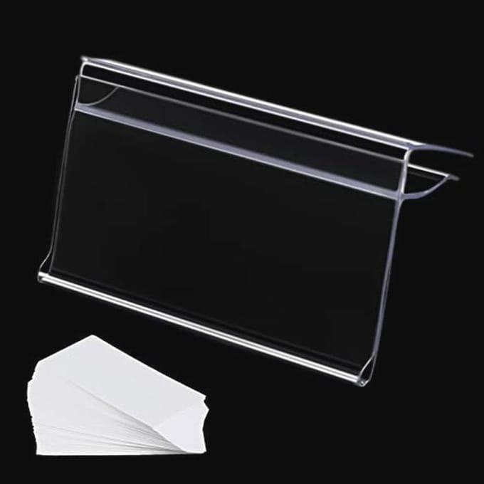 Glas Plank Labelhouders voor 1/4" tot 3/8" Glasrek - 50 Stuks met Inserts