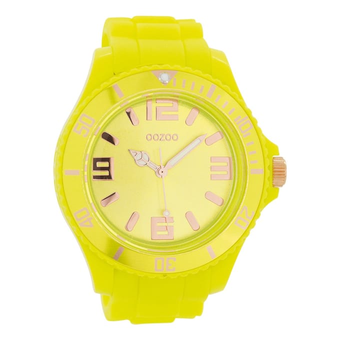 OOZOO Timepieces - Gele horloge met gele rubber band - C5033