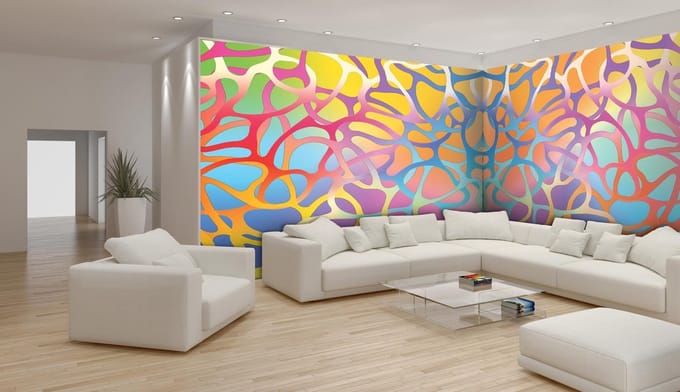 Fotobehang Vlies Abstract | Roze, Blauw | GROOT 832x254cm