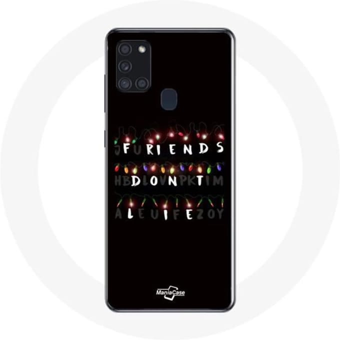 Coque - MANIACASE - Samsung Galaxy A21s - Souple - Noir - Motif Stranger Things Joyeux Noël
