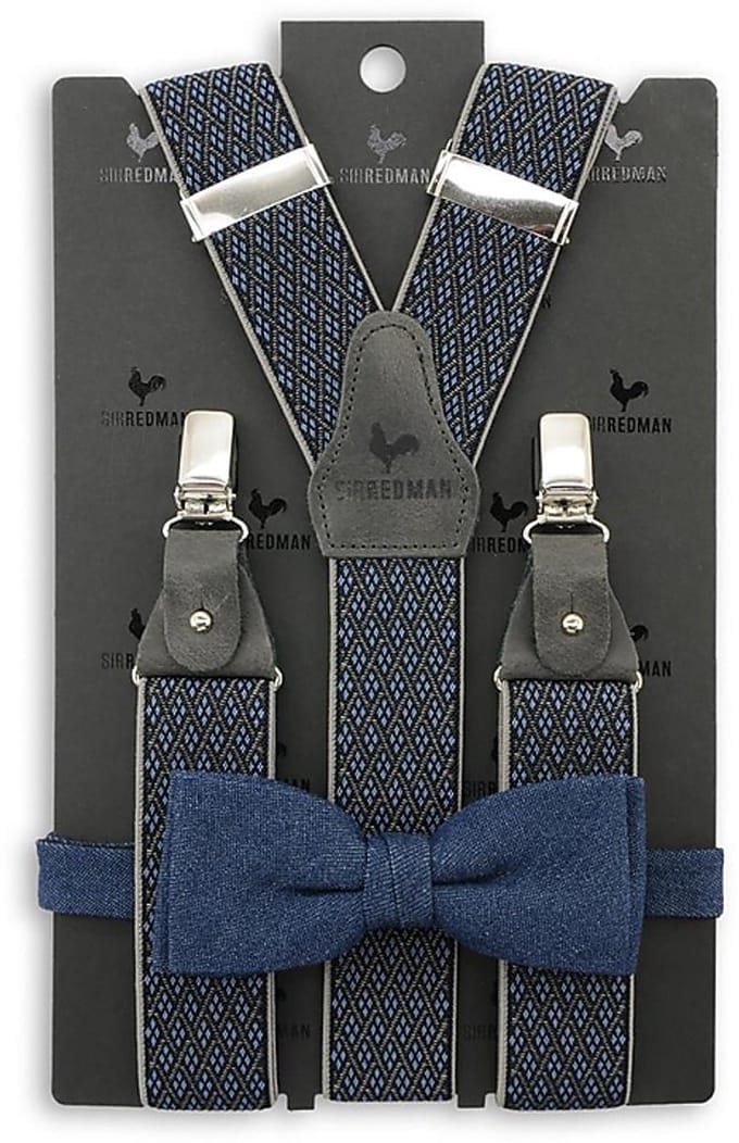 Sir Redman - Bretels met strik - bretels combi pack Don Diamond denim - blauw / grijs