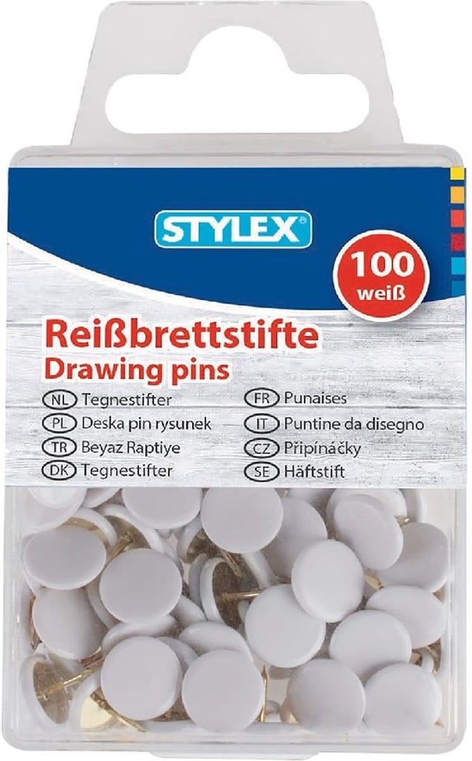 100 witte punaises in een doosje