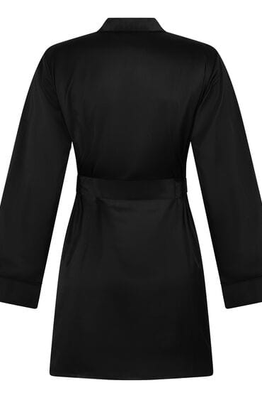 Hunkemöller Dames Nachtmode Kimono Satin - Zwart - maat M/L
