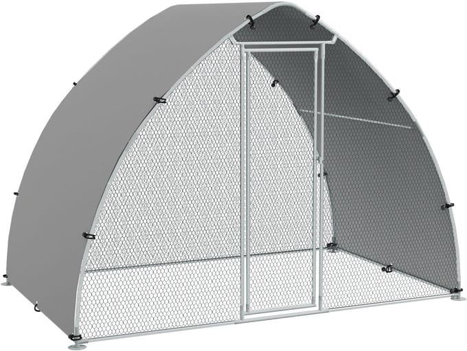PawHut-Kippenhok-Staal-304x190x220cm-Zilver