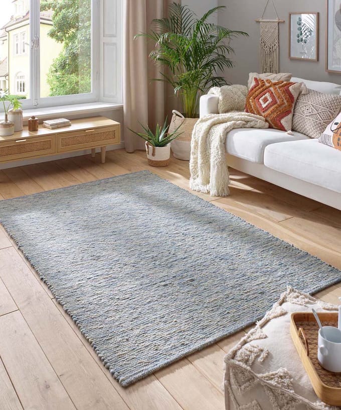 Wollen vloerkleed - Kaia lichtblauw 200x290