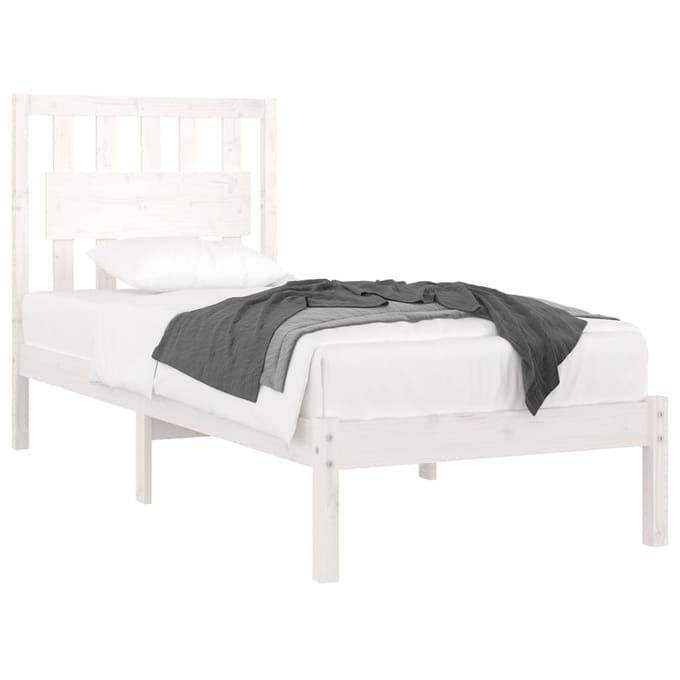 vidaXL - Bedframe - massief - grenenhout - wit - 90x190 - cm