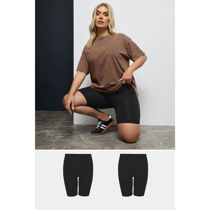 Yours Set Van 2 Leggingshorts Met Stretch In Zwartsize 60