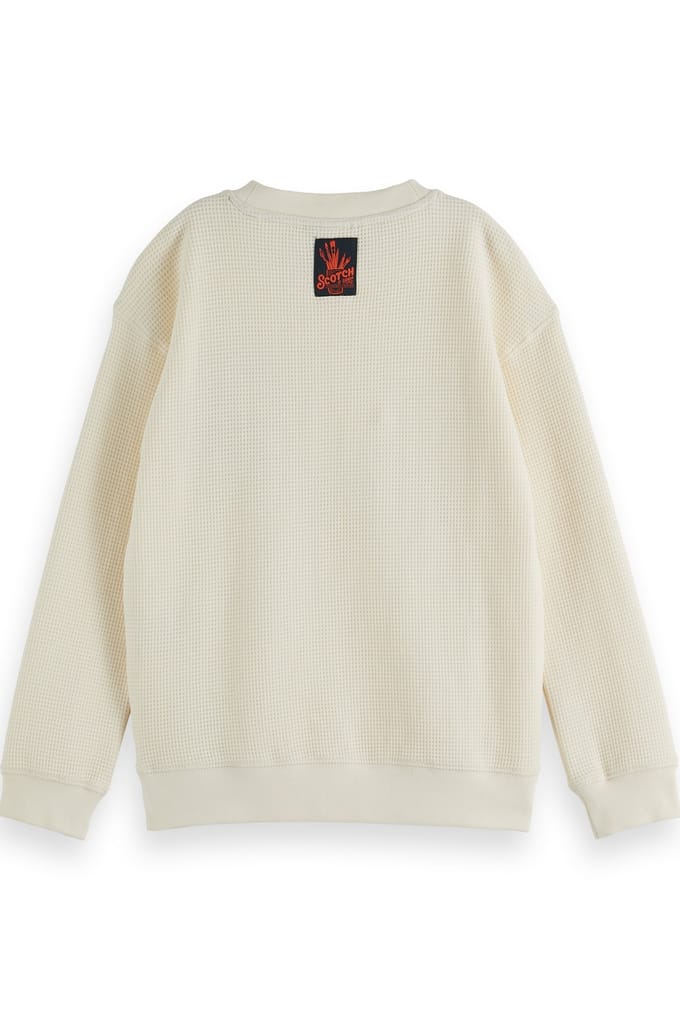 Scotch & Soda Boy Relaxed-fit Waffle Sweatshirt Eggnog Größe: 8 | Strickjacken Outlet | kids