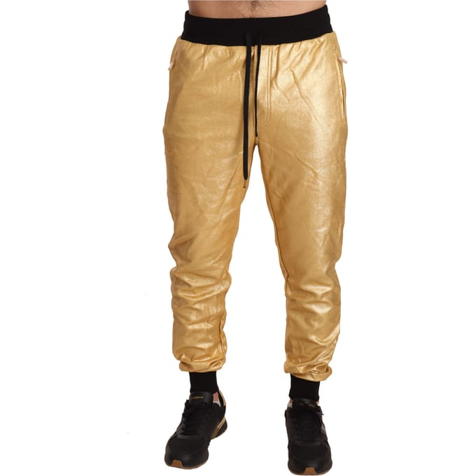 Dolce Gabbana Metallic Gouden Sweatpants Joggingbroek