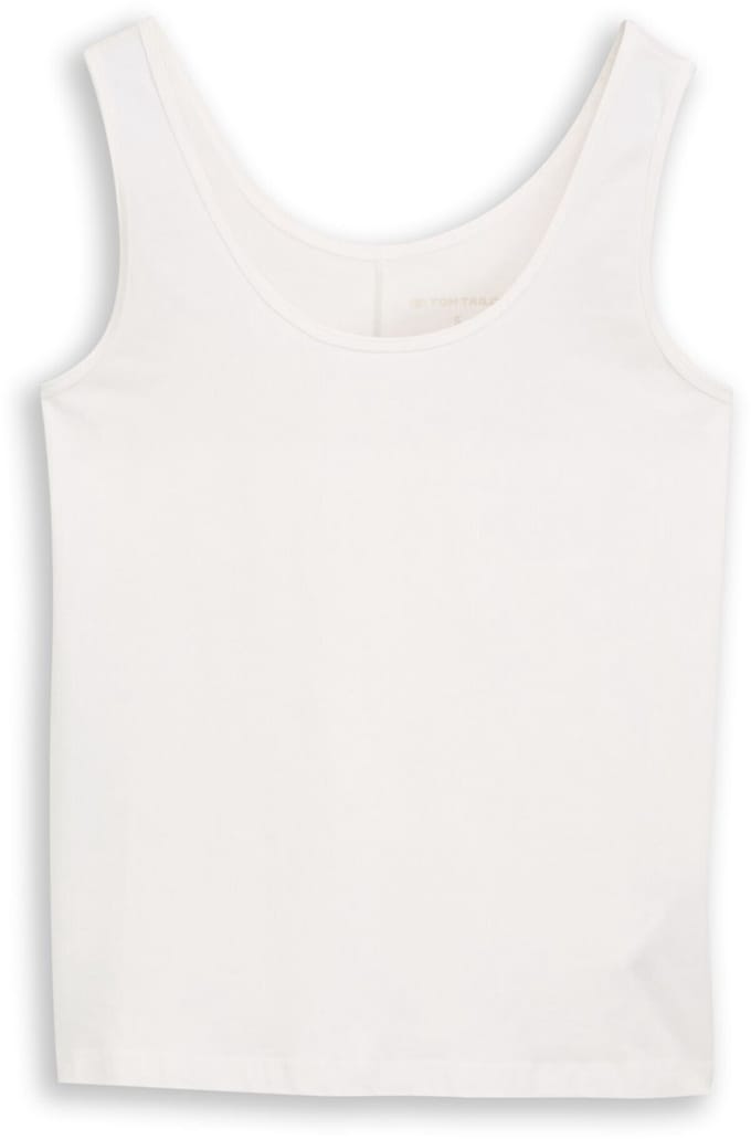 Tom Tailor - Slim fit top met ronde hals - Maat M - Whisper White