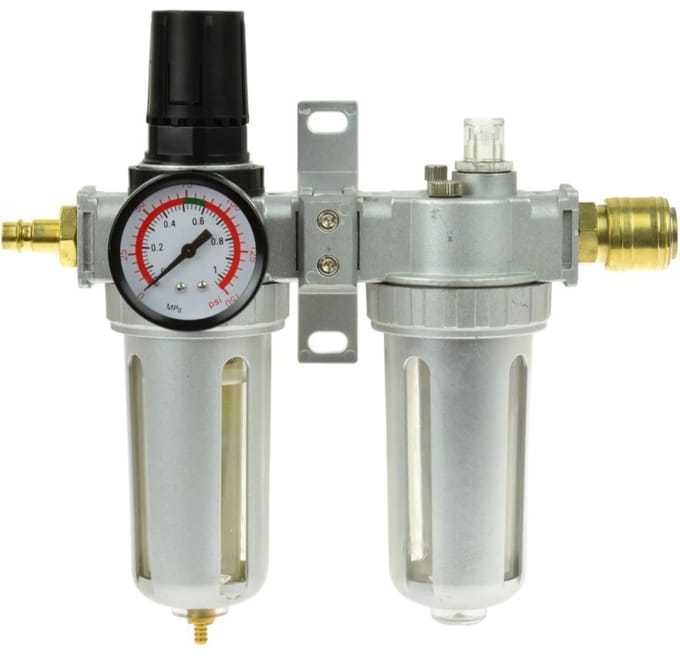 GEKO Luchtfilterregelaar met smeerfunctie - 2-traps - 1/2" aansluiting - met manometer