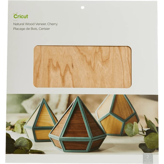 Cricut Natural Wood Veneer - craft material - 305 x 305 mm - 2 sheets - cherry - wood