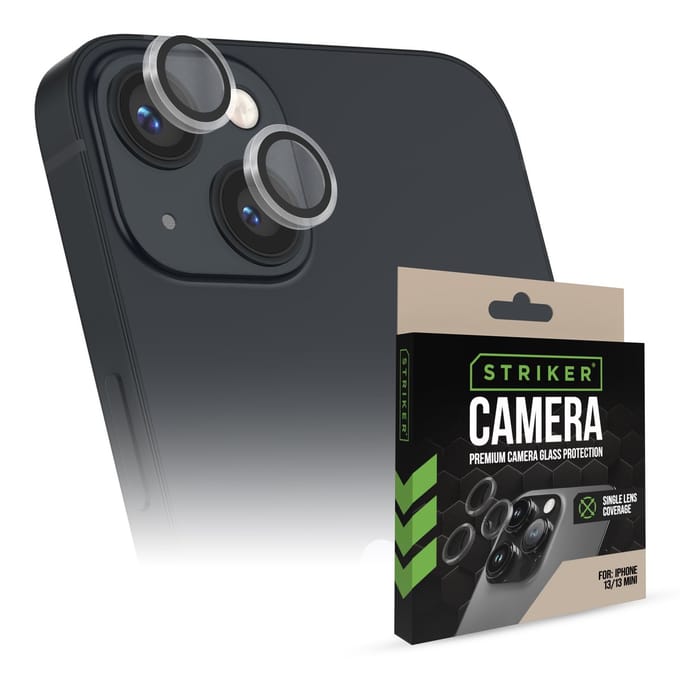 Striker Screenprotector geschikt voor Apple iPhone 13 Glazen | Striker Single Lens Camera Lens Protector - Case Friendly - Zwart