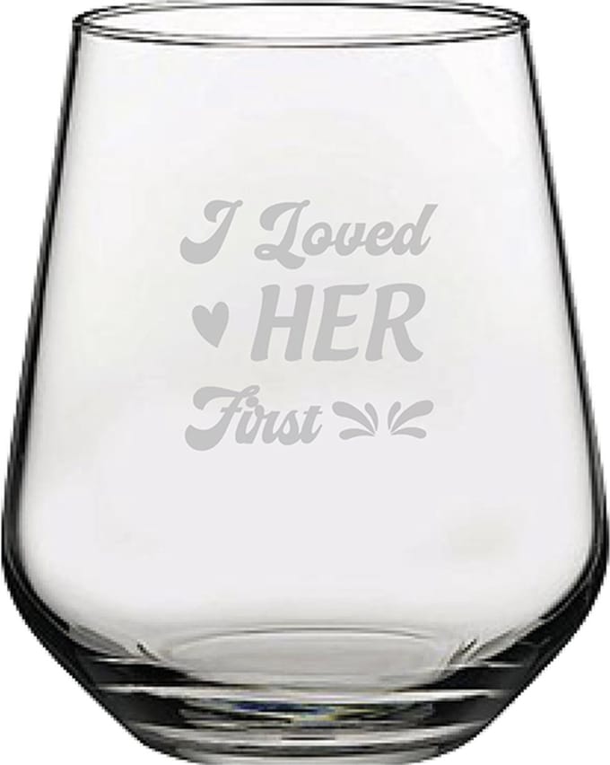 Gegraveerde drinkglas 42,5cl I loved her first