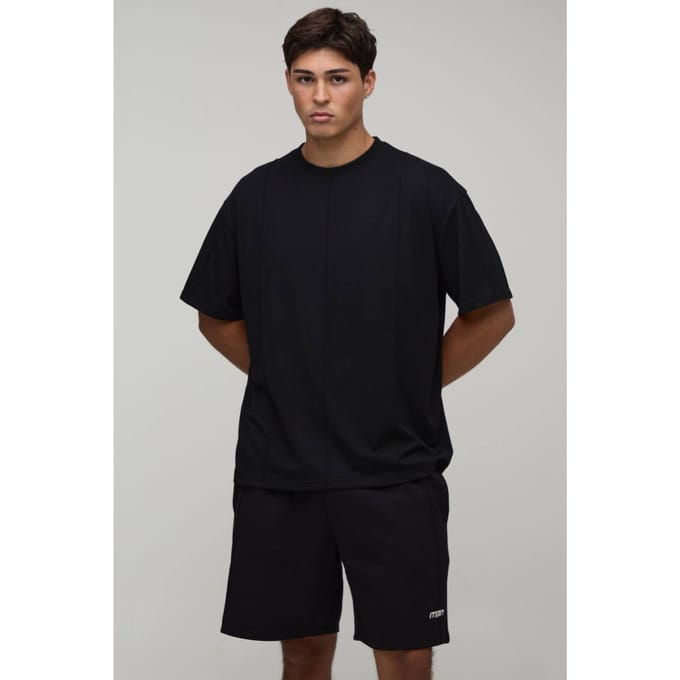 Heren Sport Naaddetail Oversized T-shirt & Baggy Short Set | Black | Size Medium