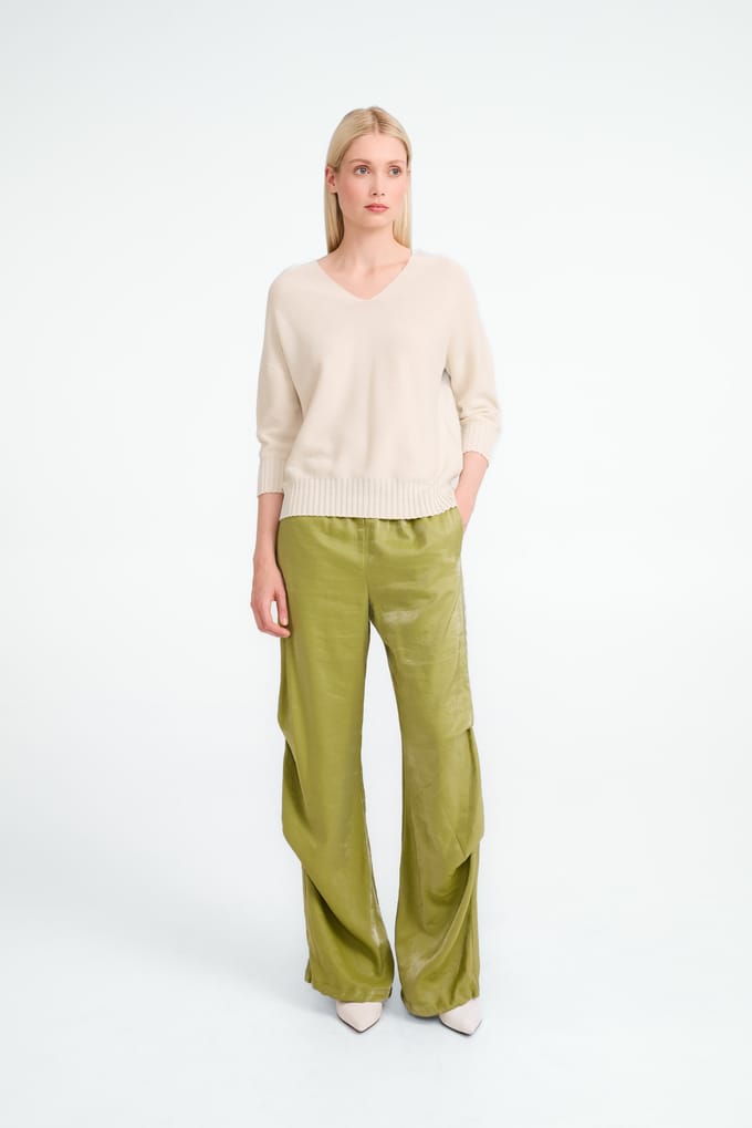 Seamless cotton pullover 317 | Ecru - Ecru / XL